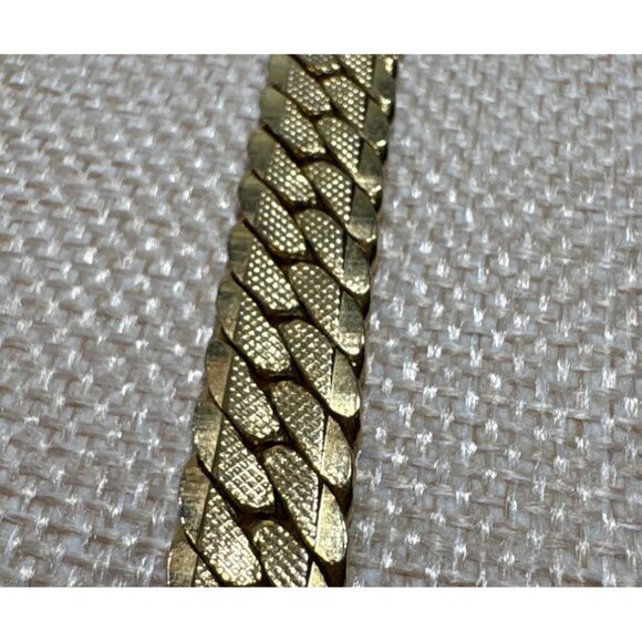 Gold Tone Herringbone Chain Bracelet With Lobster Clasp 6" Vintage - Picture 7 of 11